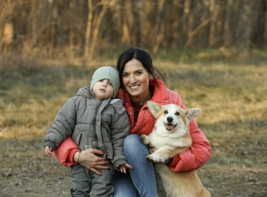 Luca with her son, Bruno and Tokyo